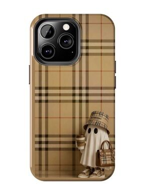 Beige Plaid Ghost Designer-Style iPhone Case - Beige